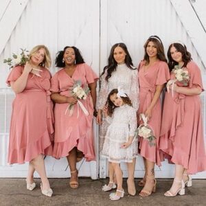 NWT Ivy City & Co Dusty Rose Lillie Flutter Sheer Sleeve Maxi Dress Size XS